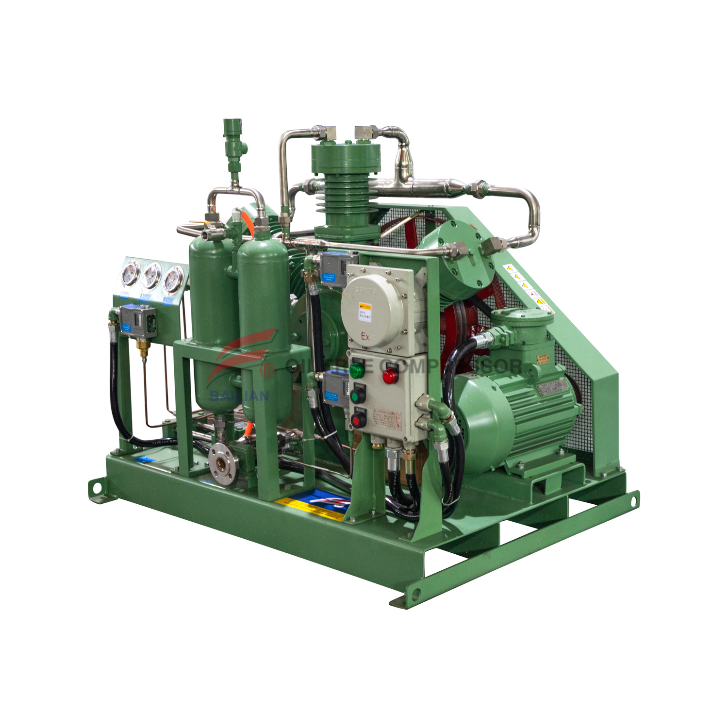 ZWH-350/1-25 Vertical Oil-Free Lubrication Sled Mounted Type H2 Compressor 