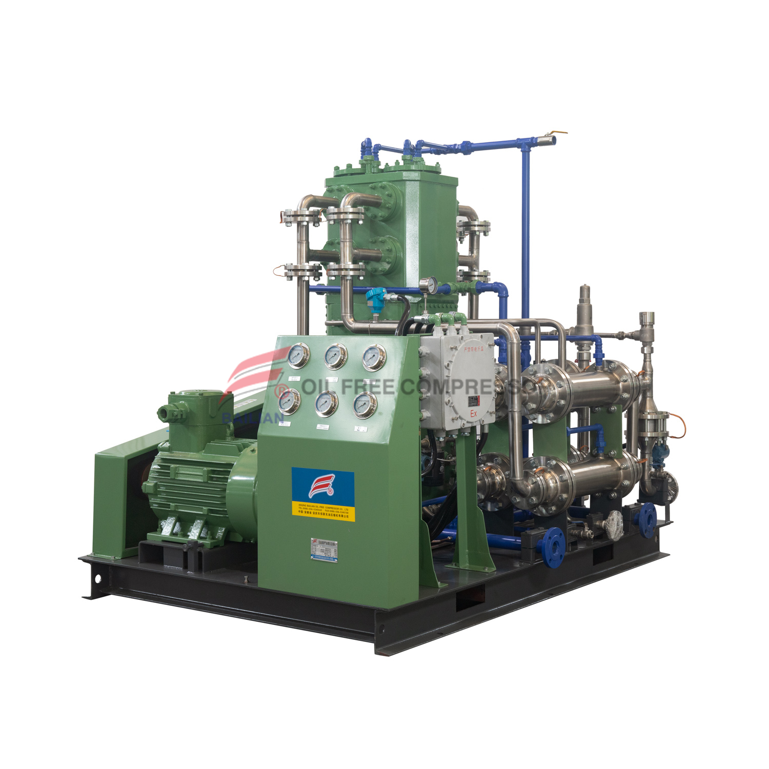 TZWH-100/1-10 Vertical Oil-Free Skid Mounted Type H2 Compressor 