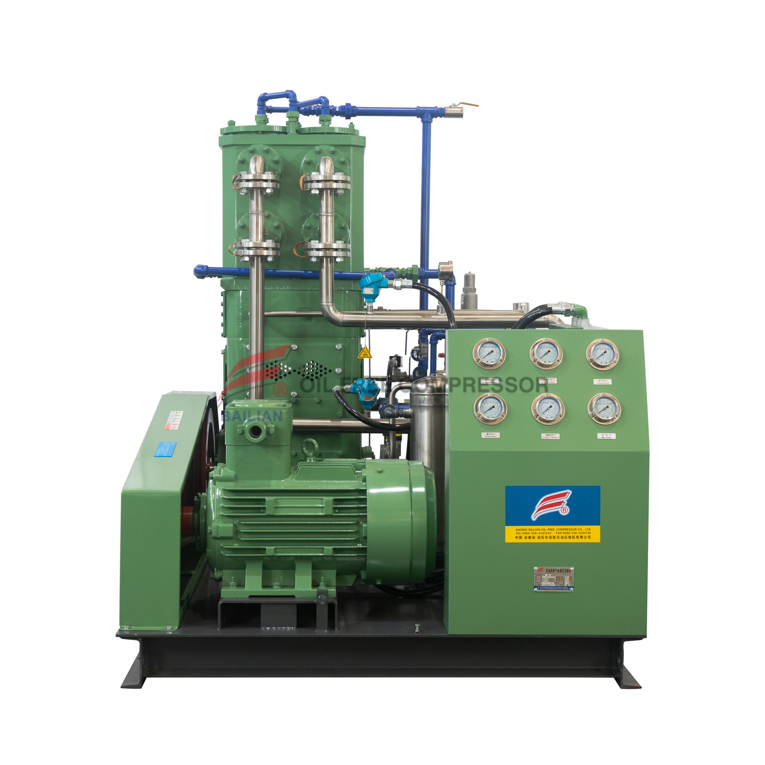 TZWH-100/1-10 Vertical Oil-Free Skid Mounted Type H2 Compressor 